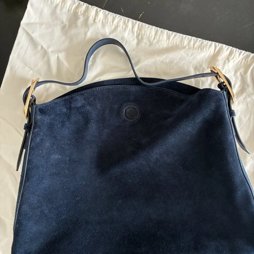 J Crew Berkeley Shoulder Bag in Navy Suede - Picture 4 of 7